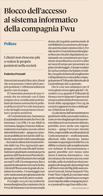 Antonio Pinto intervistato oggi sul Sole 24 Ore sul tema: FWU: Blocco dell'accesso al sistema informatico